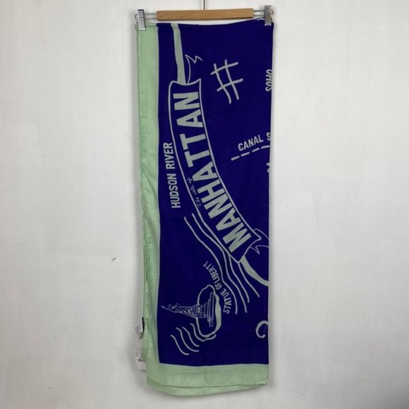 NWT J.Crew Factory Manhattan New York NY City Scarf Purple & Mint - Picture 2 of 7